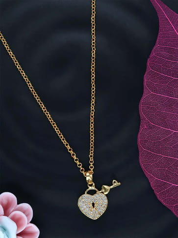 AD / CZ Heart Shape Pendant with Chain - CNB23910