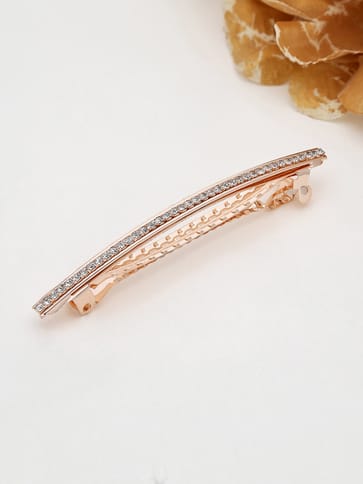 One Line Setting Stone Hair Clip in Rose Gold finish - 1935RG