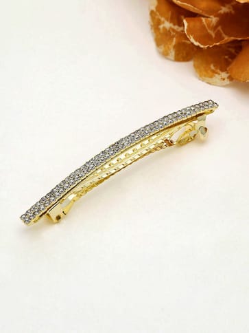 Two Line Setting Stone Hair Clip in Gold finish - 1936GO