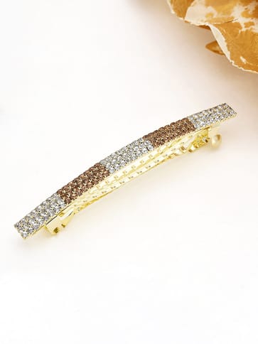 Three Line Setting Stone Hair Clip in Gold finish - 1937LWGO