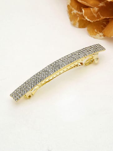 Four Line Setting Stone Hair Clip in Gold finish - 1939GO