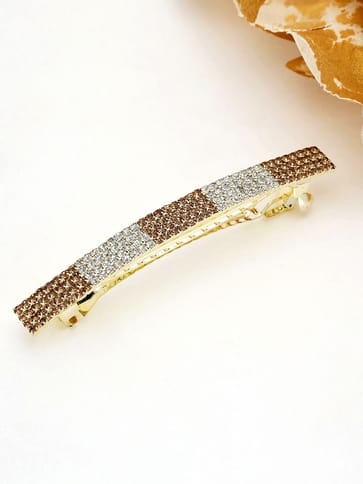 Four Line Setting Stone Hair Clip in Gold finish - 1939LWGO