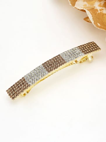 Five Line Setting Stone Hair Clip in Gold finish - 1940LWGO