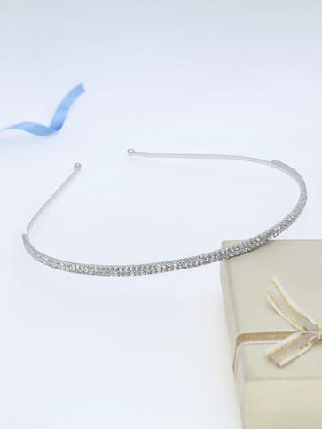 Two Line Stone Hair Band in Rhodium finish - KC2RH